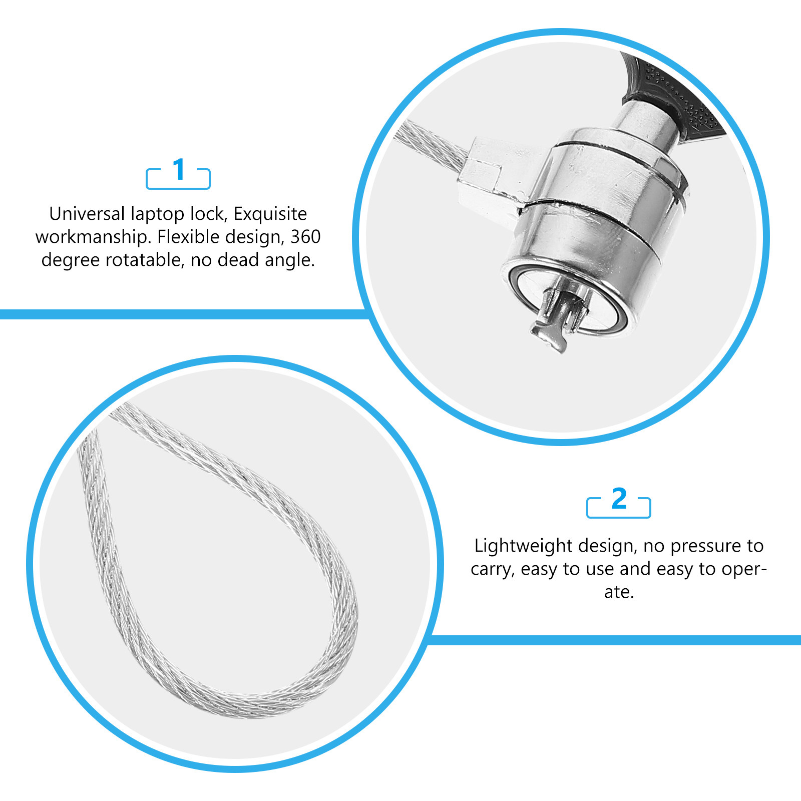 2Sets Lightweight Keyed Laptop - đánh giá và giá Cable Lock Laptop