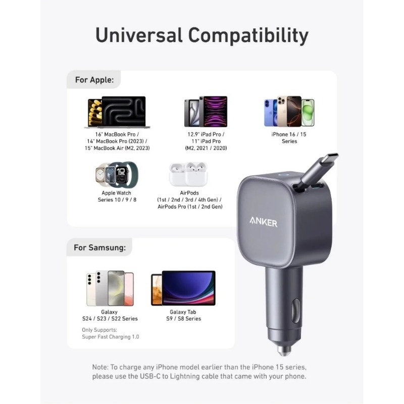 Anker A2738 Nano 75W USB-C Car - đánh giá và giá Cable Lock Laptop