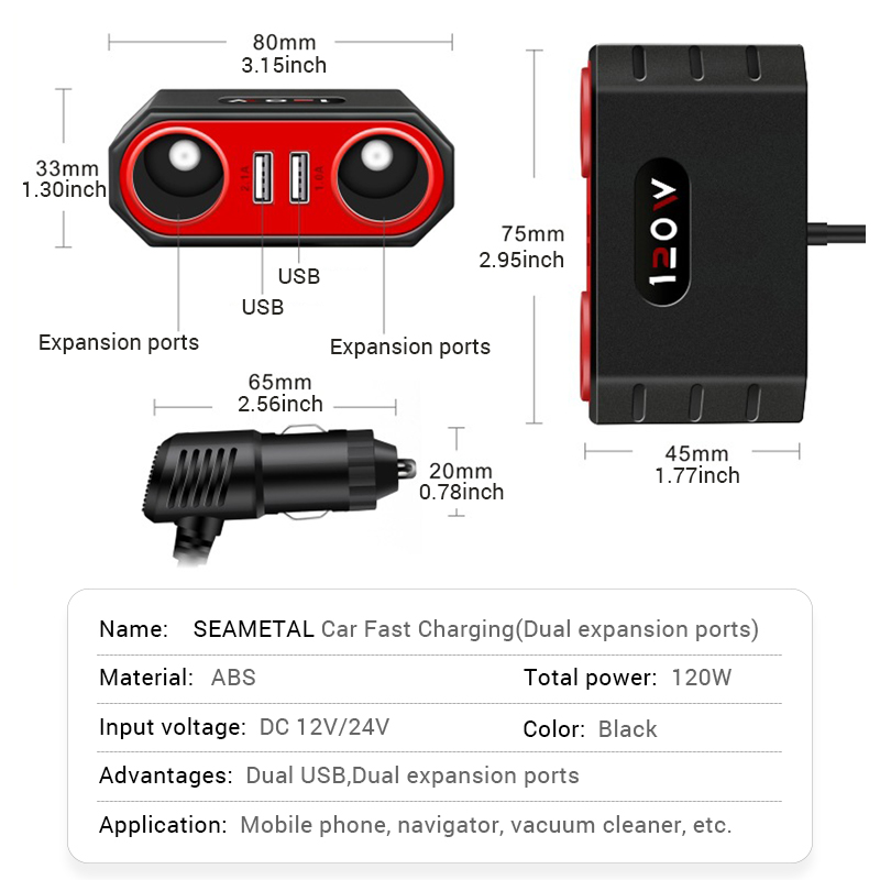 SEAMETAL 120W Car Charger 1m C - đánh giá và giá Cable Lock Laptop